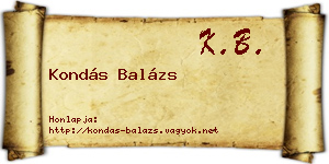 Kondás Balázs névjegykártya